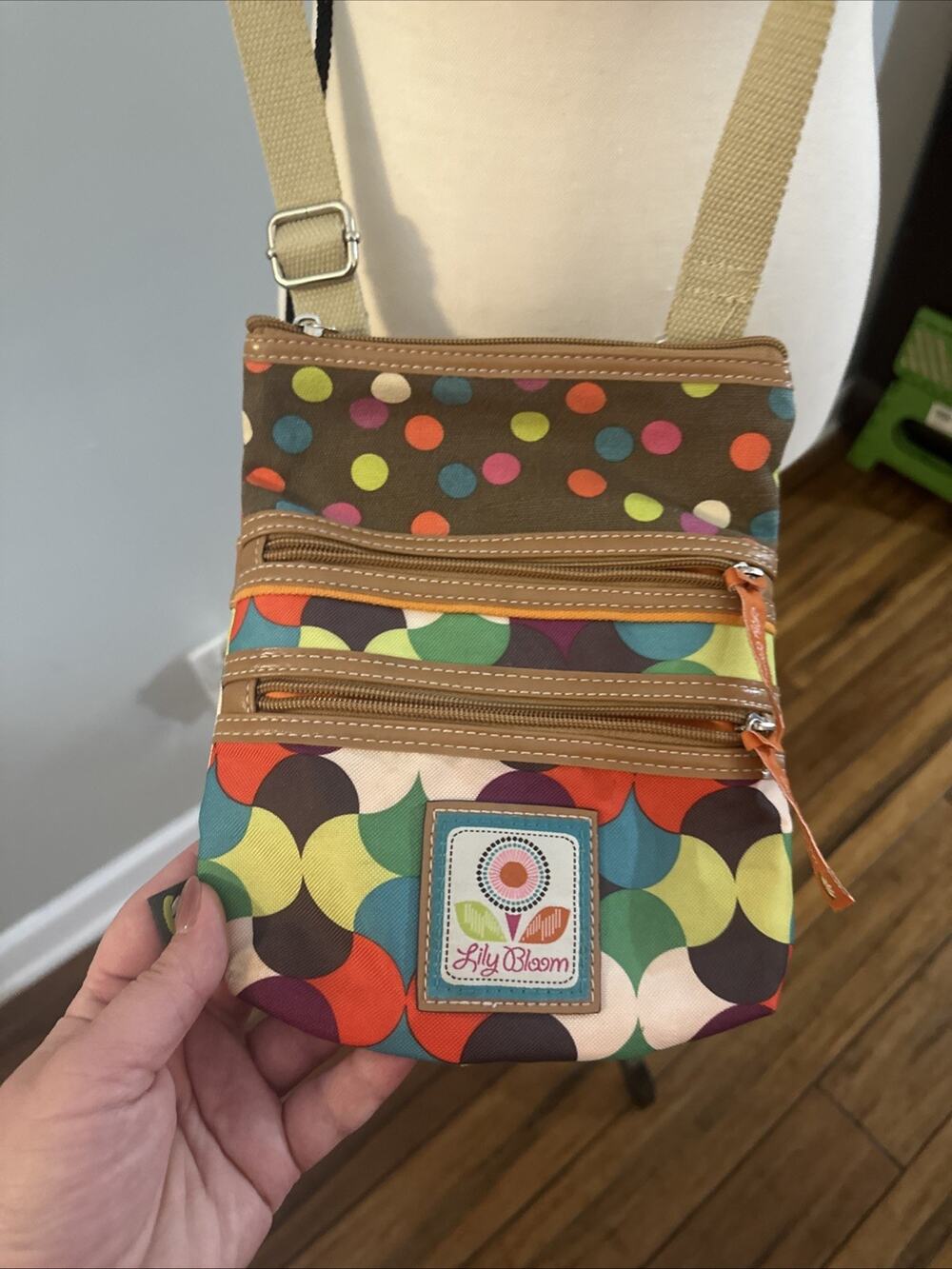 Lily Bloom Small Crossbody Purse Bag Orange and Brown